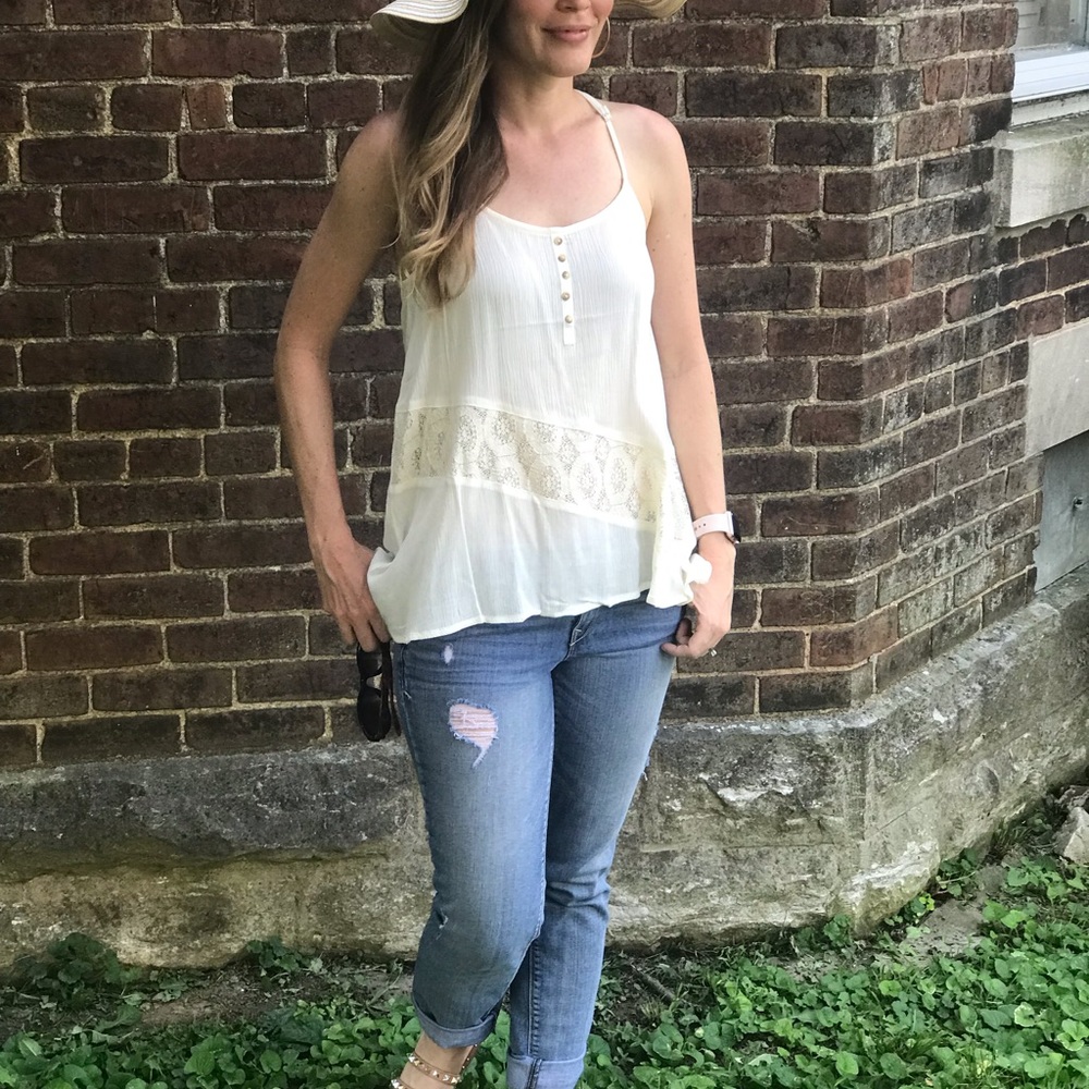 NWT Ivory Lace Racerback Tank - Picture 3 of 11